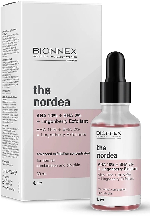 Face Exfoliant - Bionnex The Nordea AHA 10% + BHA 2% + Lingonberry Exfoliant — photo N1