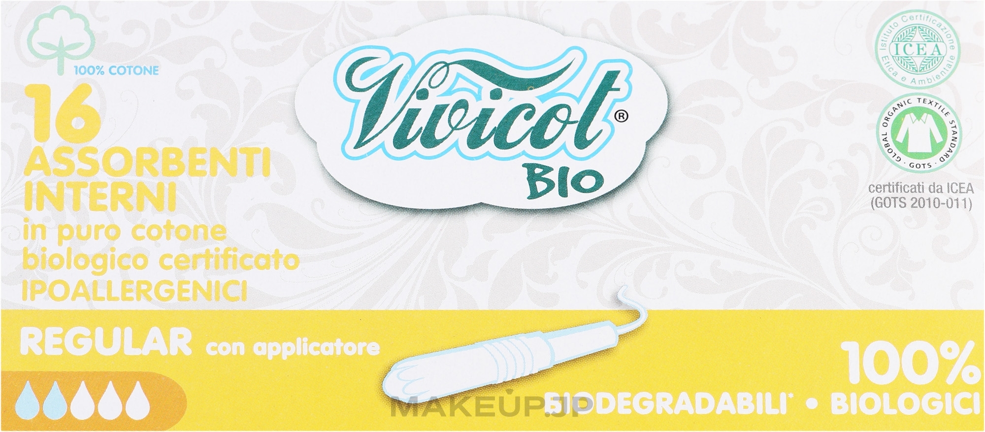 Applicator Tampons, 16 pcs - Vivicot Bio Regular — photo 16 szt.