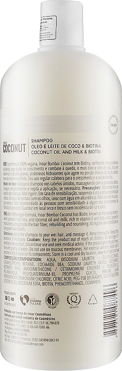 Sulfate-Free Shampoo - Inoar Bombar Coconut Shampoo — photo N2