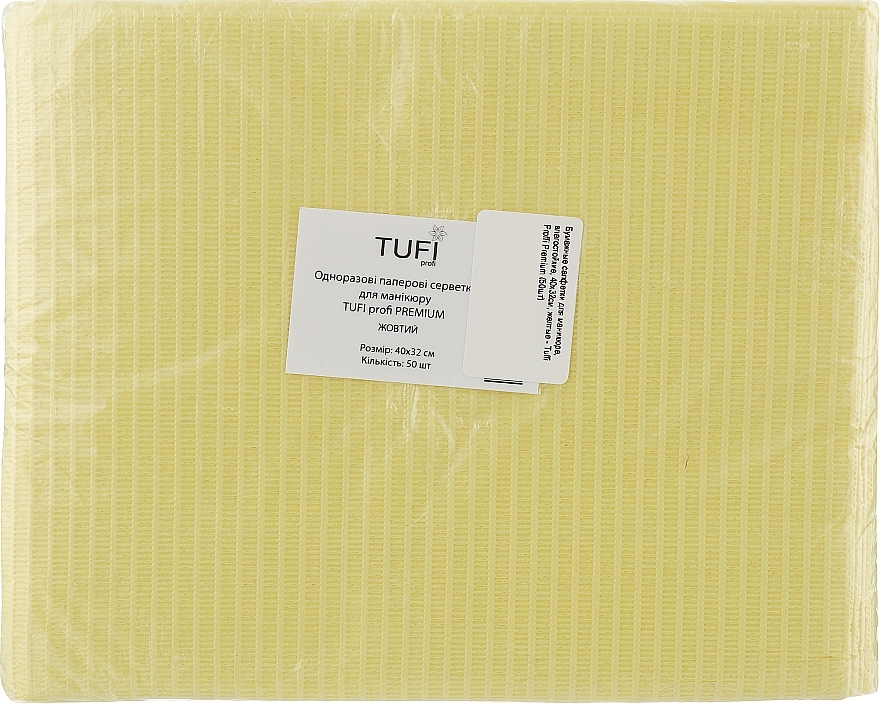 Manicure Paper Tissues, water resistant, 40x32cm, yellow - Tuffi Proffi Premium — photo N1