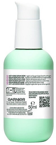 Anti-Aging Face Cream-Serum with Hyaluronic Acid - Garnier Bio 2in1 Anti-Age Serum Cream With Hyaluronic Acid — photo N3