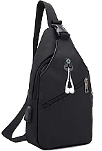 Fragrances, Perfumes, Cosmetics Backpack with One Shoulder Strap CS BP-003, USB connector, size 17*33*9cm, Black - Cosmo Shop