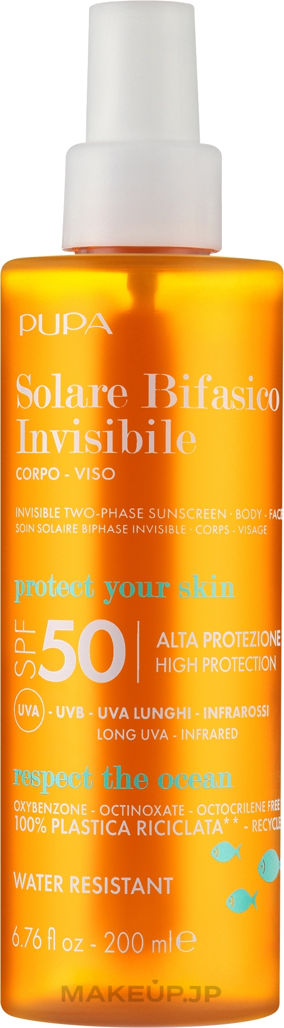 Biphase Face & Body Sunscreen SPF50 - Pupa Two-Phase Sunscreen SPF 50 Body&Face — photo 200 ml