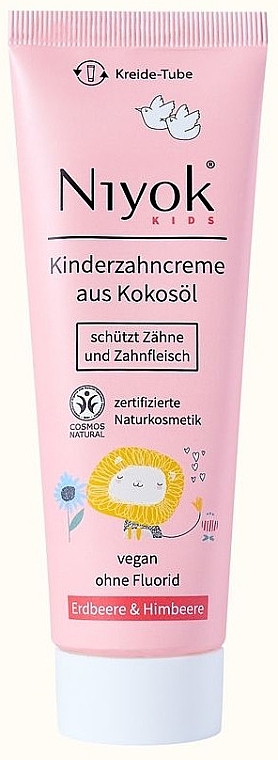 Kids Coconut Oil Toothpaste 'Strawberry & Raspberry' - Niyok Strawberry Raspberry Toothpaste — photo N1