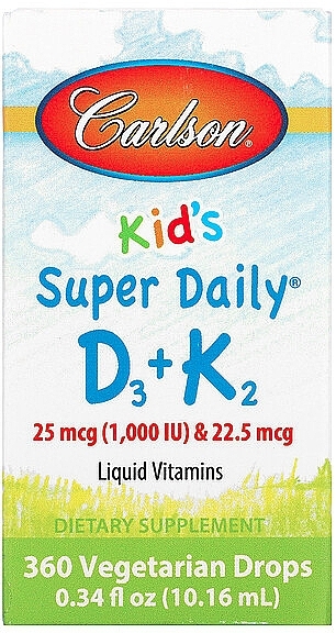 Kids Liquid Vitamins - Carlson Labs, Kid's Super Daily D3+ K2 25 mcg — photo N1