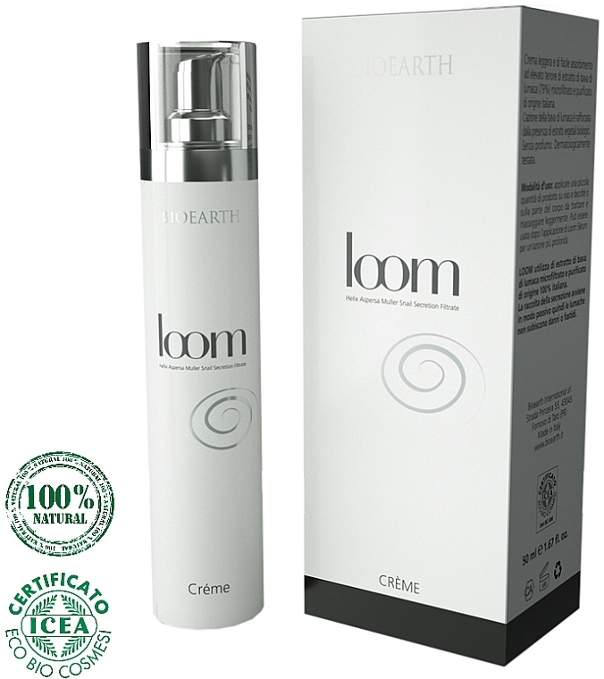 Face Cream with Snail Mucin Extract (79%) - Bioearth Loom Snail Secretion Light Face Cream — photo N1