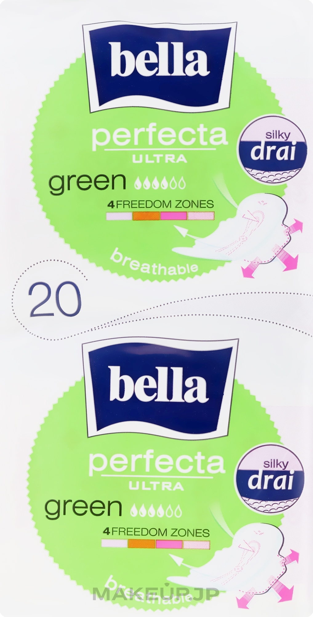 Sanitary Pads 'Perfecta Green Drai Ultra', 2x10 pcs - Bella — photo 20 szt.