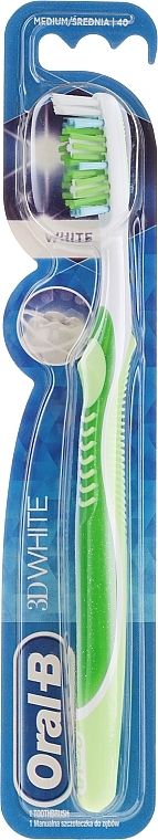 Medium Toothbrush 40, "Whitening", light green - Oral-B 3D White — photo N1