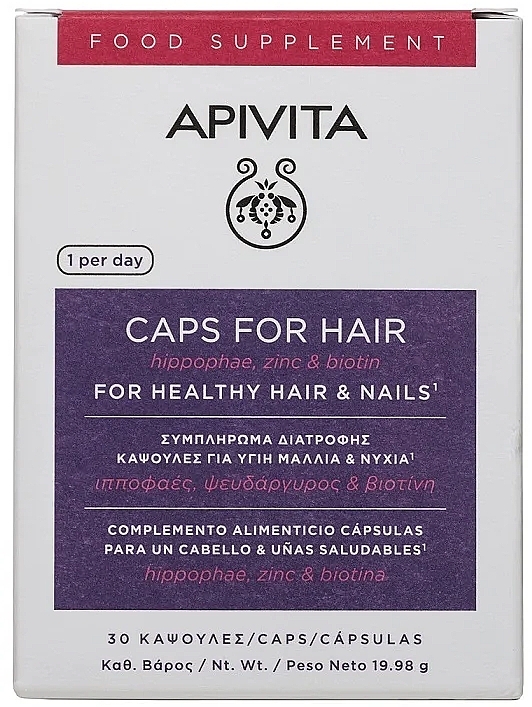 Food Supplement for Hair - Apivita Caps for Hair — photo N1