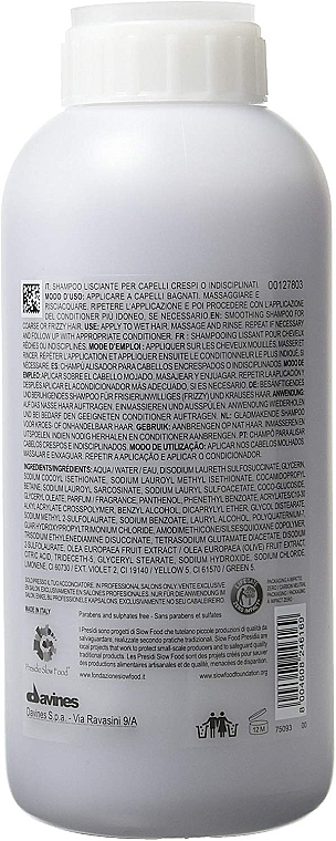 Smoothing Hair Shampoo - Davines Shampoo Lisciante Addolcente — photo N2