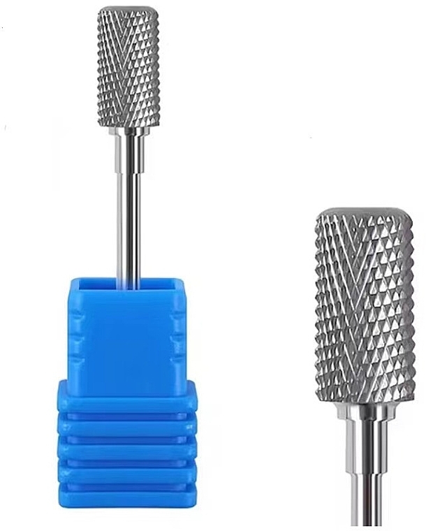 Flat Cylinder Carbide Nail Drill Bot, medium, blue - Lewer — photo N2