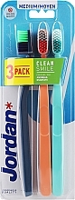 Fragrances, Perfumes, Cosmetics Toothbrush, medium, dark blue + orange + turquoise - Jordan Clean Smile Medium