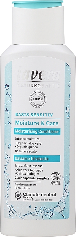 Moisturising Conditioner for Dry & Sensitive Hair - Lavera Basis Sensitive Moisturizing & Care Conditioner Aloe Vera & Quinoa — photo N1