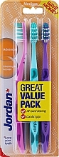 Fragrances, Perfumes, Cosmetics Toothbrush Medium, purple + turquoise + crimson - Jordan Advanced Medium Toothbrush