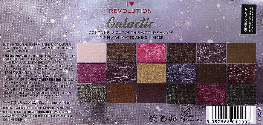 Eyeshadow Palette, 18 Shades - I Heart Revolution Chocolate Galactic — photo N3