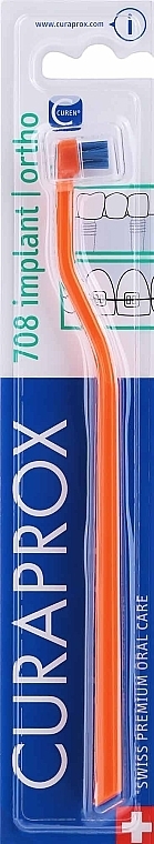 Mono Toothbrush, orange with dark blue bristle - Curaprox CS 708 Implant — photo N1