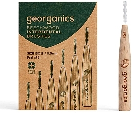 Interdental Brushes 0.5 mm - Georganics Beechwood Interdental 6 Brushes ISO 2 (0.5mm) — photo N2