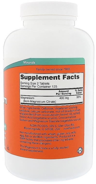 Magnesium Citrate Minerals, 200 mg - Now Foods Magnesium Citrate — photo N4