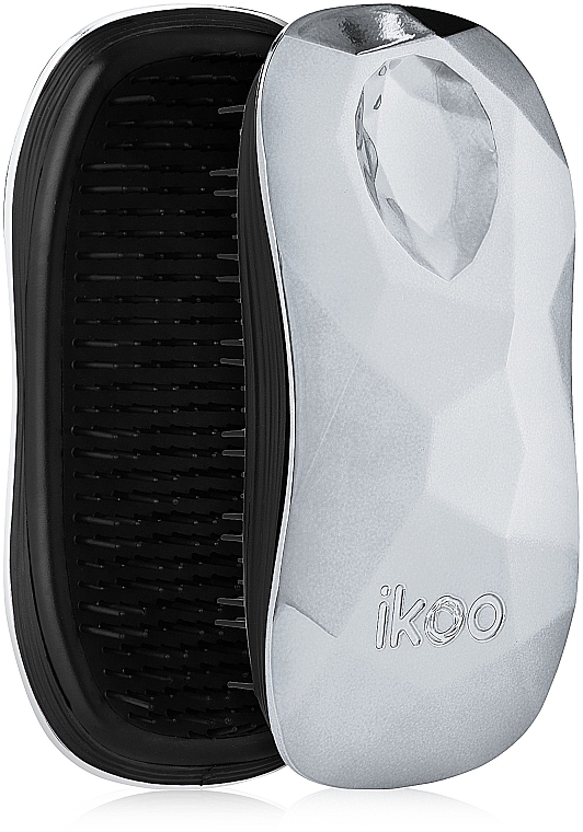 Hair Brush - Ikoo Home Black Prima Ballerina Silver — photo N1