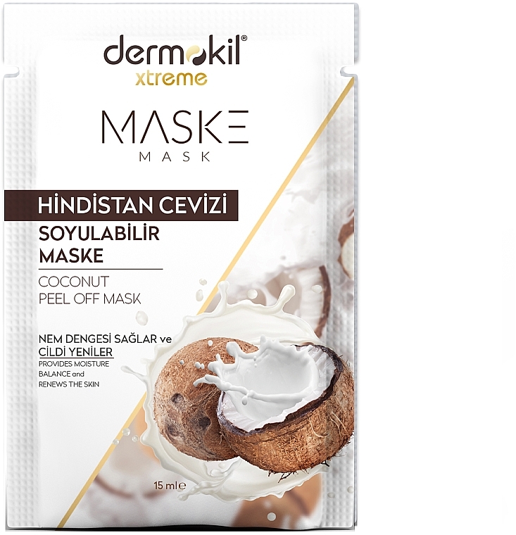 Peel-Off Face Mask - Dermokil Coconut Peel Off Mask (sachet) — photo N1