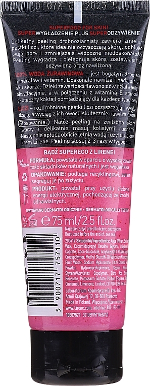 Face Peeling "Lychee & Cranberry" - Lirene Superfood For Skin Face Peeling — photo N2