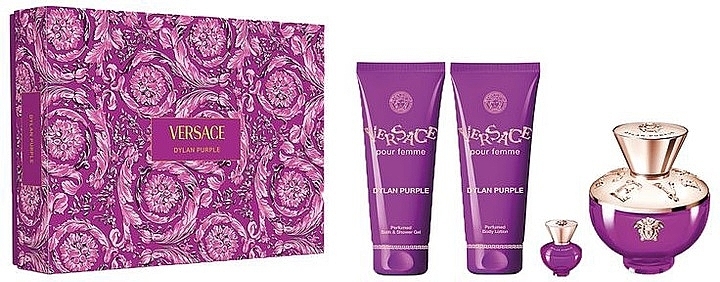 Versace Dylan Purple - Set (edp/100 ml + edp/5 ml + sh/gel/100 ml + b/lot/100 ml) — photo N1