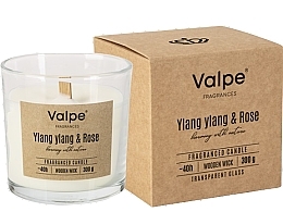 Ylang-Ylang & Rose Scented Candle with Wooden Wick, in round glass - Bispol Valpe Fragrances Candle Ylang Ylang & Rose — photo N1