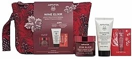 Fragrances, Perfumes, Cosmetics Set - Apivita Wine Elixir Wrinkle Reduction & Firmness Set (cr/50ml + cleans/milk/50ml + sun/cr/2ml+pouch)