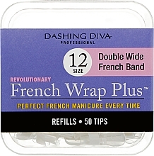 Wide Tips 'French Smile+' - Dashing Diva French Wrap Plus Double Wide White 50 Tips (Size 12) — photo N1