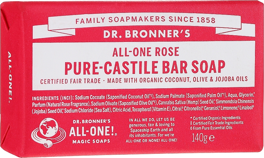 Soap "Rose" - Dr. Bronner’s Pure Castile Bar Soap Rose — photo N1