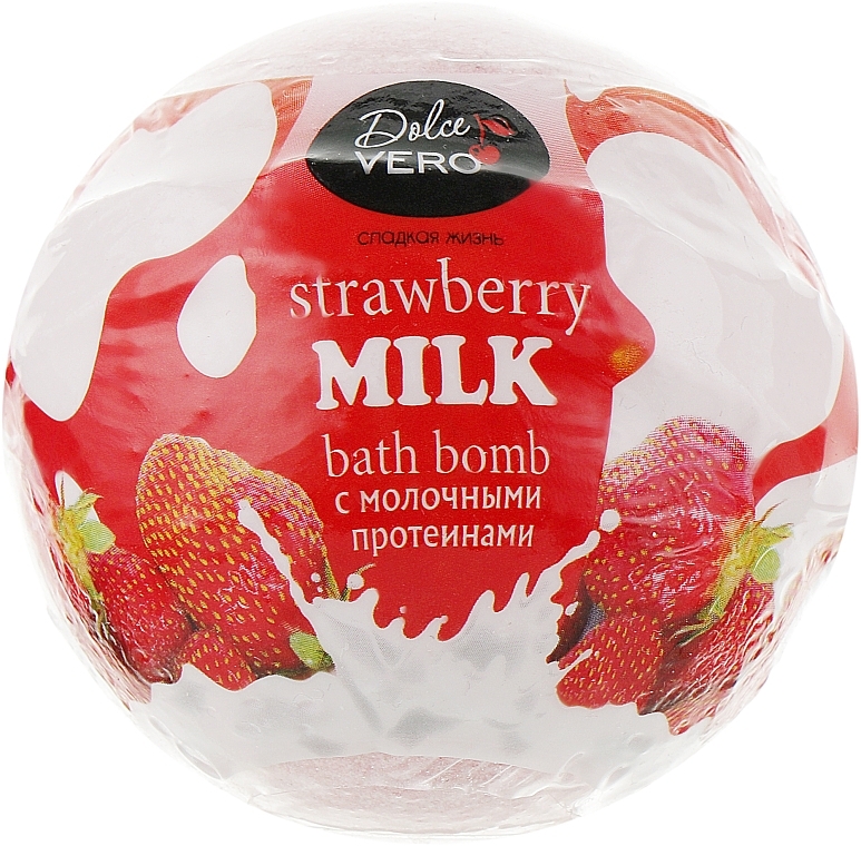 Milk Protein Bath Bomb "Strawberry", red - Dolce Vero — photo N1