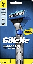 Razor with 2 Refill Cartridges - Gillette Mach 3 Turbo 3D Motion — photo N2