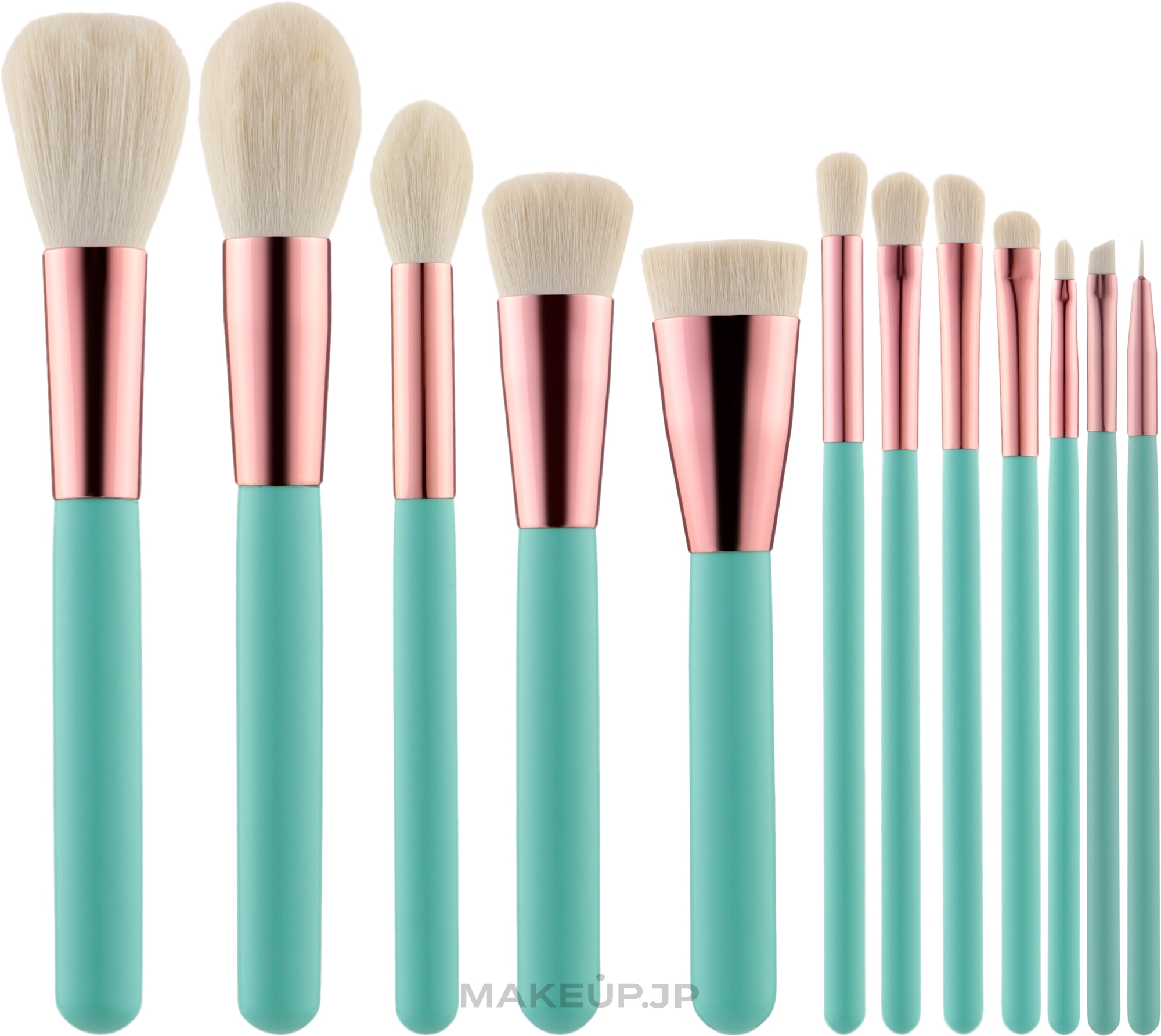Makeup Brush Set with Case, 12 pcs - Tools For Beauty MiMo Turquoise Set — photo 12 szt.