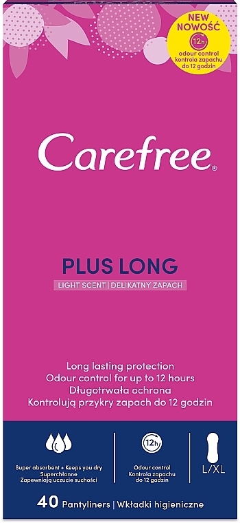 Hygienic Daily Pads, 40pcs - Carefree Plus Long — photo N1