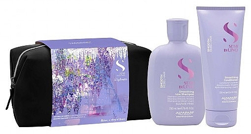 Gift Set in Cosmetic Bag - Alfaparf Holiday Set Smooth 2024 (shm/250ml + cond/200ml + cosm/bag/1szt)	 — photo N1