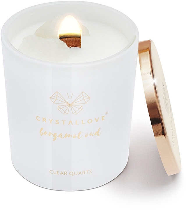 Rock Crystal, Bergamot & Oud Soy Candle - Crystallove Soy Candle with Rock Crystal Bergamot Oud — photo N6