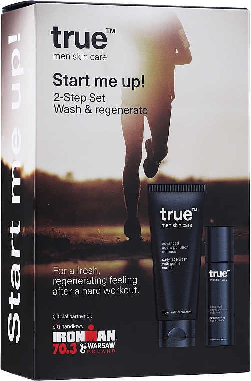 Set - True Men Skin Care Advanced Age & Pollution Defence Start Me UP! (f/cr/50ml + f/gel/200ml + bag/1pc) — photo N4