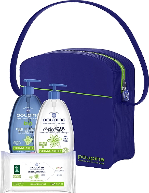 セット - Poupina Les Essentiels Kit (cl/gel/485ml + cl/water/485ml + wipes + bag)	 — photo N2