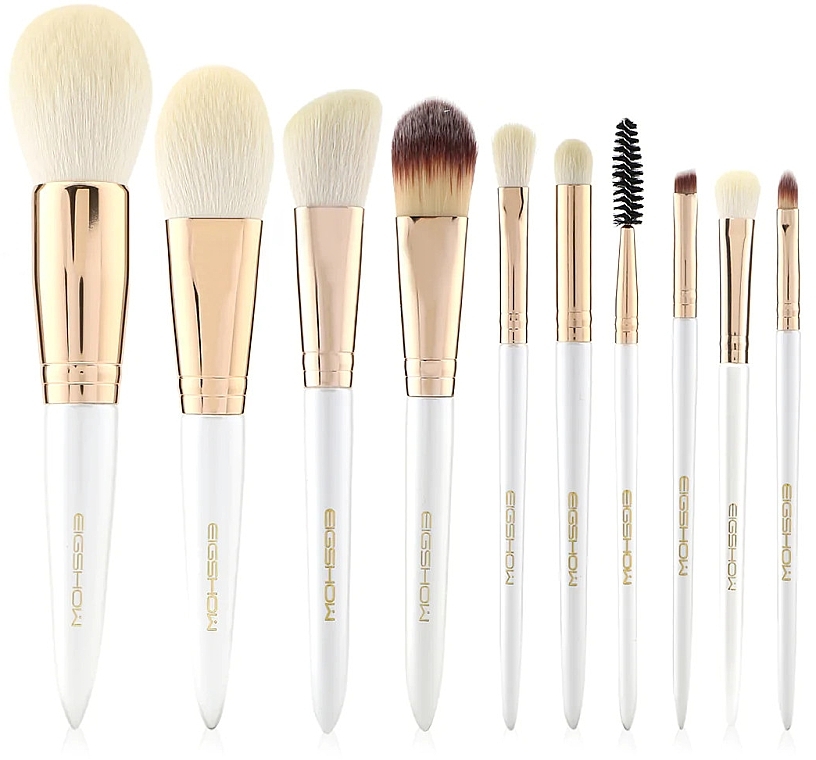 Makeup Brush Set, 10 pcs - Eigshow Beauty Champagne Gold Vegan Series Nanofiber Brush Set — photo N6