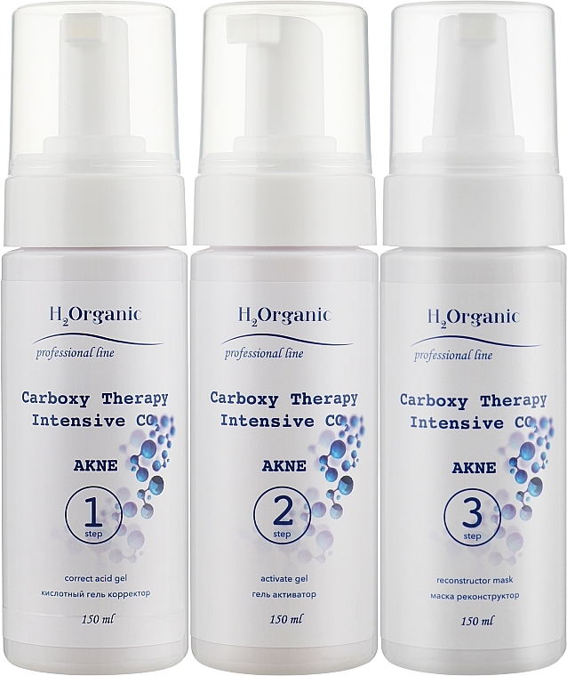 Set "Carboxy Therapy. Acne" - H2Organic Carboxy Therapy Intensive CO2 Akne (2xgel/150ml + mask/150ml) — photo N1