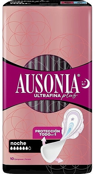 Ultra-Thin Night Sanitary Pads, 10 pcs - Ausonia Ultrafina Plus Night — photo N1