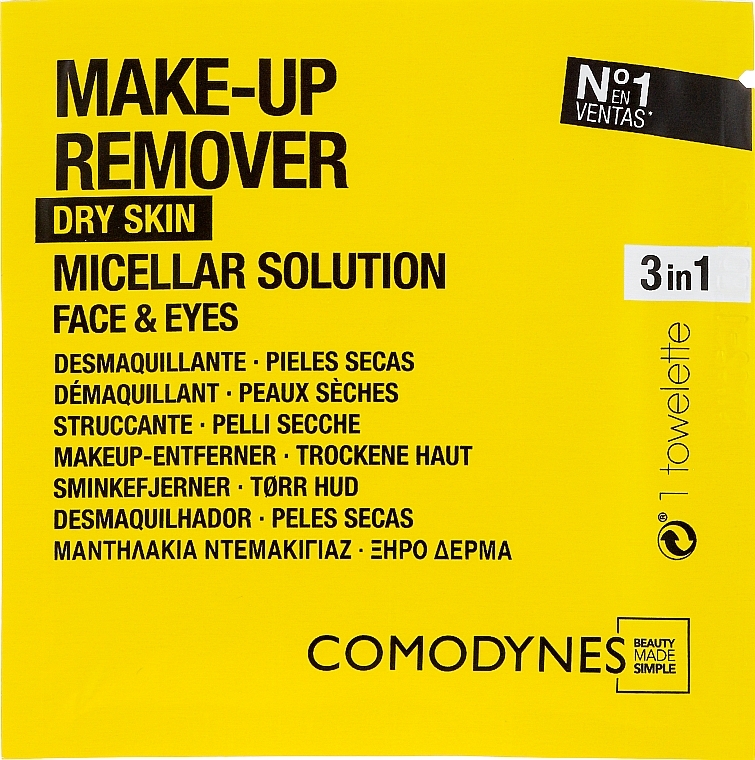 Makeup Remover Wipes - Comodynes Make Up Remover Micellar Solution Easy Cleanser — photo N1