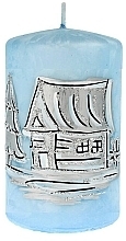 Fragrances, Perfumes, Cosmetics Decorative Candle, small cylinder, blue, 7x10cm - Artman Ice land