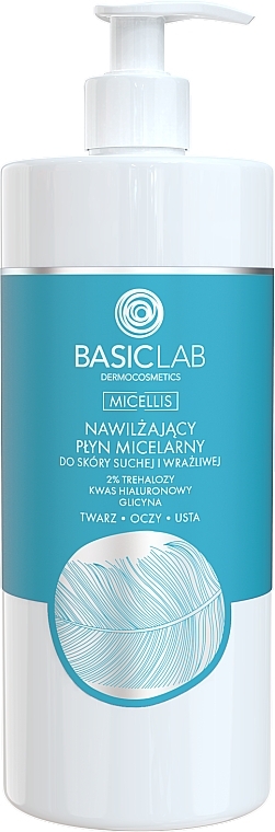 Moisturizing Micellar Water for Dry & Sensitive Skin with 2% Trehalose, Hyaluronic Acid & Glycine - BasicLab Dermocosmetics Micellis — photo N1