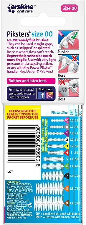 Interdental Brush, Size 00, Pink - Piksters Interdental Brushes Pink Size 00 — photo N2