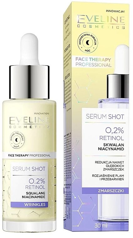 Rejuvenating Face, Neck & Decollete Serum with 0,2% Retinol - Eveline Cosmetics Serum Shot — photo N1