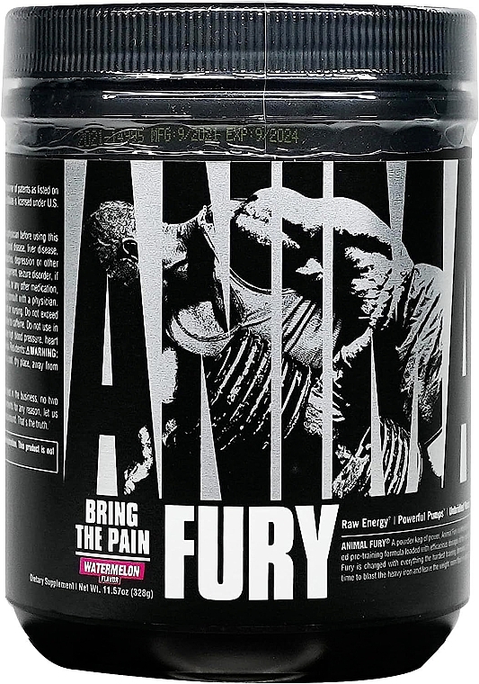 Pre-Workout Dietary Supplement - Watermelon Flavour - Universal Nutrition Animal Fury Watermelon — photo N1