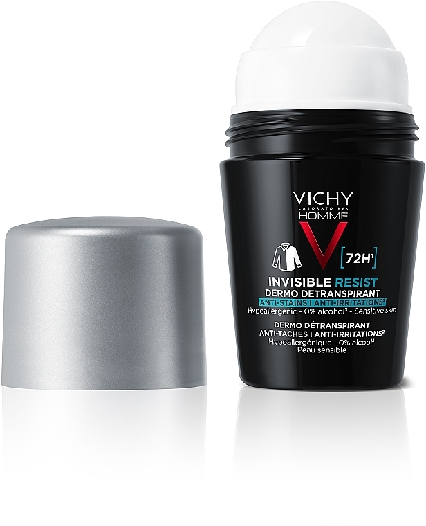 Men Antiperspirant Roll-On Deodorant '72H Sweat, Odor & Stain Protection' - Vichy Homme Deo Invisible Resist 72H — photo N2