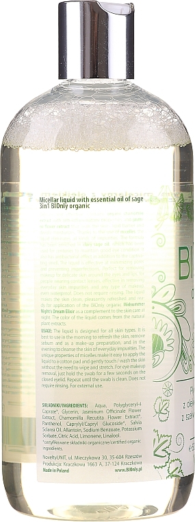 3-in-1 Micellar Liquid with Clary Sage Essential Oil - BIOnly Organic — photo N2