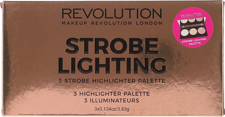 Face Highlighter Palette - Makeup Revolution 3 Strobe Highlighter Palette — photo N1